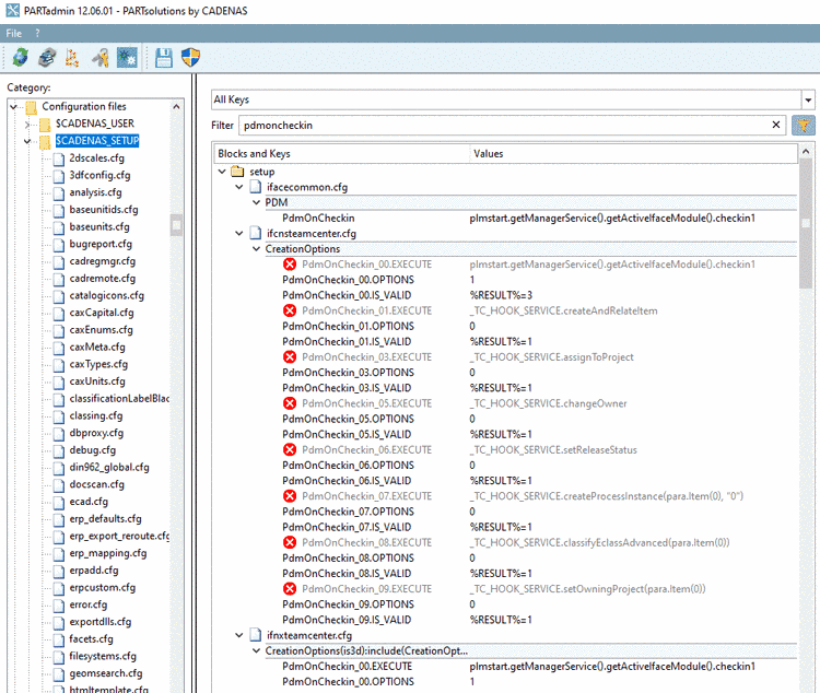 PdmOnCheckin_xx.EXECUTE in different configuration files