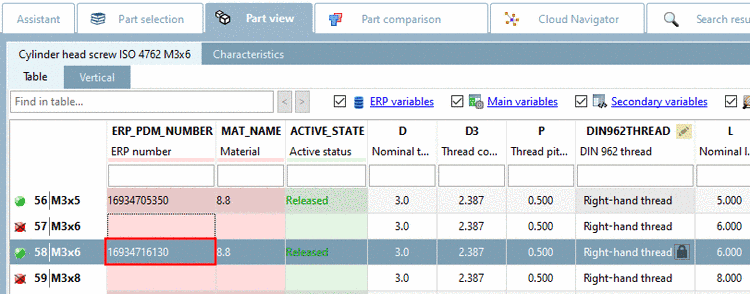 Part with ERP_PDM_NUMBER
