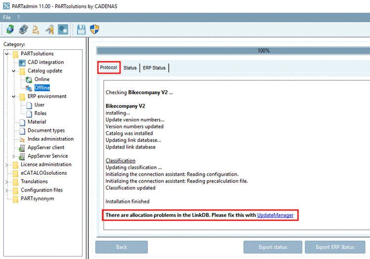 Tabbed page "Protocol"