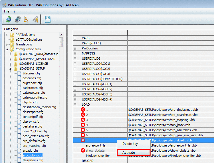 PARTadmin -> erpcustom.cfg -> LOAD