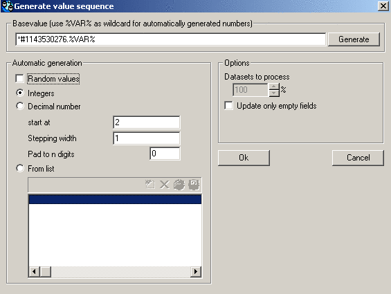 Generate value sequence