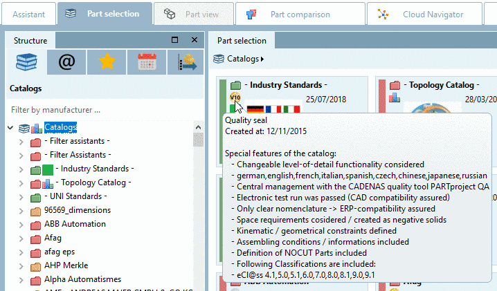 Example: Quality seal displayed on "Symbols" tab