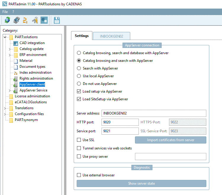 PARTadmin -> Category "AppServer client"