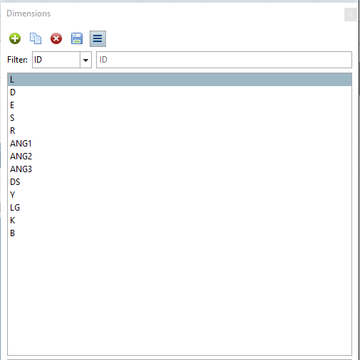 Listing of all existing dimensionings of a part
