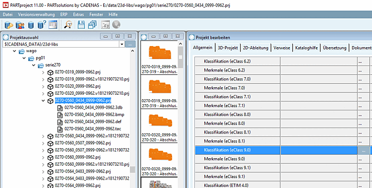 eClass 9.0 is exemplarily chosen
