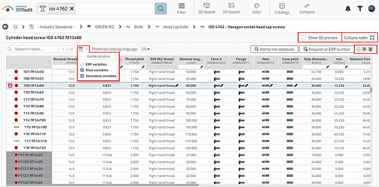 In the table shown, the ERP columns are hidden and the row height is minimized.