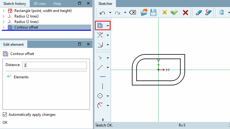 Contour offset result