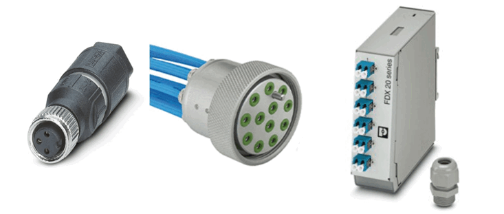 Typical representatives from the domains of electrics optics, hydraulics, pneumatics
