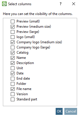 Set order and visibility of columns