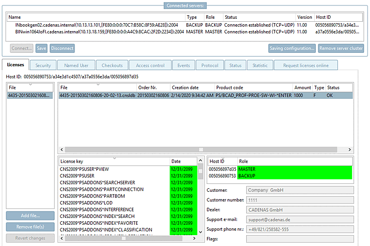 Connected servers
