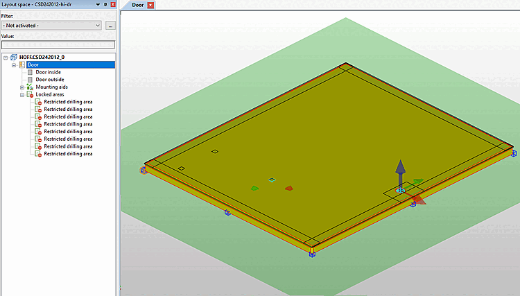 Blocking surfaces in EPLAN: The bordered shape of the blocking surfaces results from the fact that the rubber seal on the back must not be destroyed.