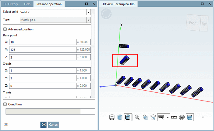 Matrix positioning with rotation