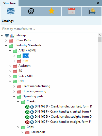 Directories and projects with green/red colors