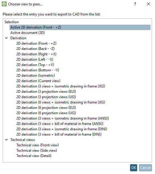 Select view to be transferred... [Choose view to pass...]