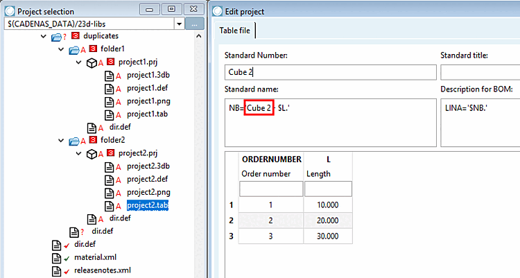 At project 2, change the fixed value from "Cube 1" to "Cube 2"