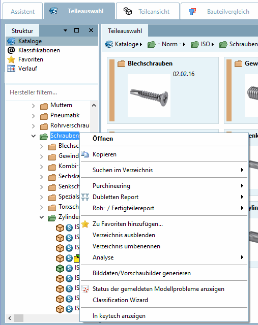 Context menu Index tree directory level