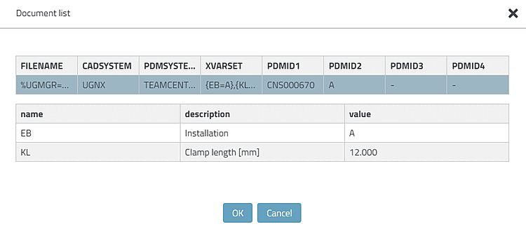 PDMID information dialog in 3Dfindit