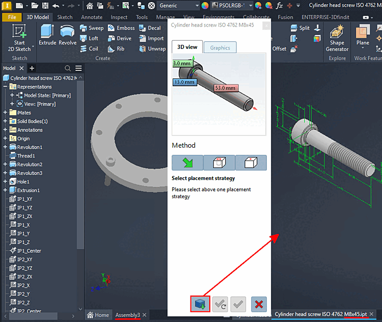 This feature is available in all standard CAD programs. The illustration shows Inventor as an example.