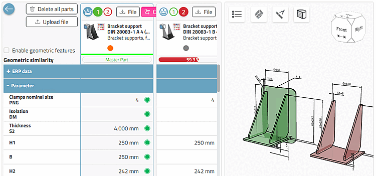 Comparison dialog