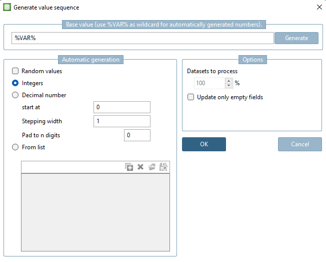 Generate value sequence