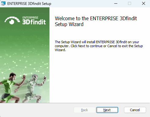 Welcome to the ENTERPRISE 3Dfindit Setup Wizard