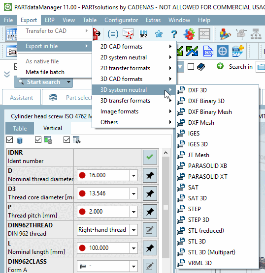 Example: Formats from "3D system neutral [3D system neutral] "