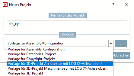 "New project [New project] " dialog box