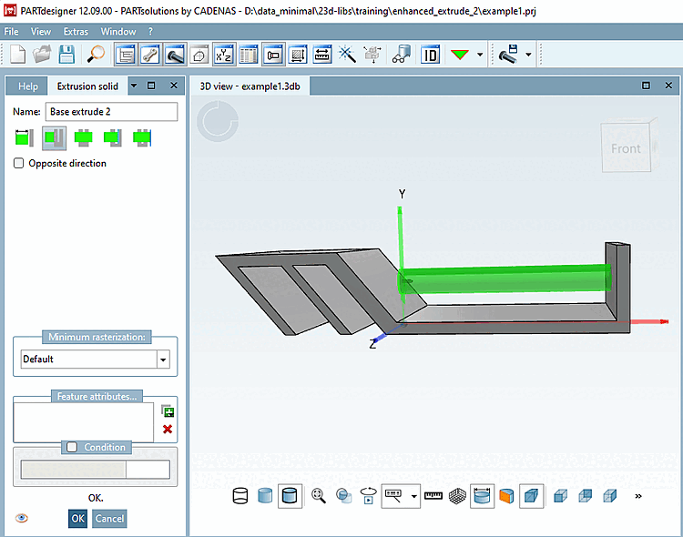 Extruded to the first fully hit surface