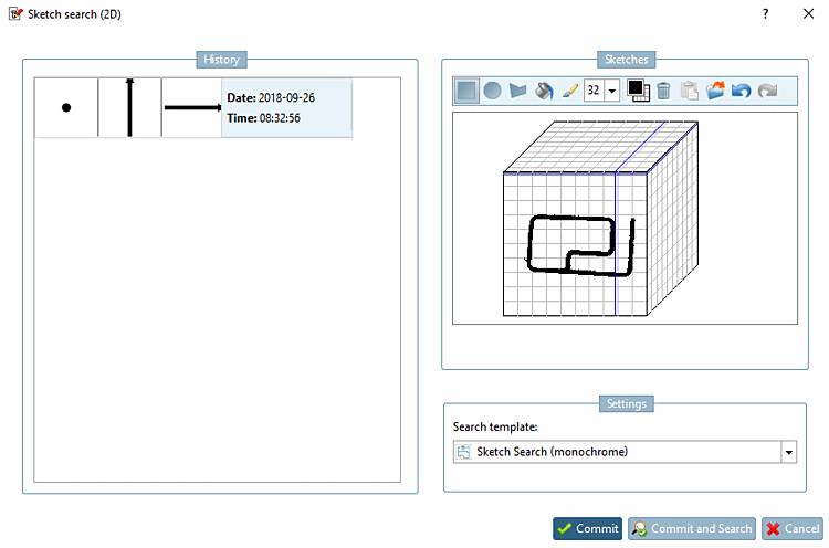 The illustration shows the currently adopted sketch under "Sketches [Sketches] ".