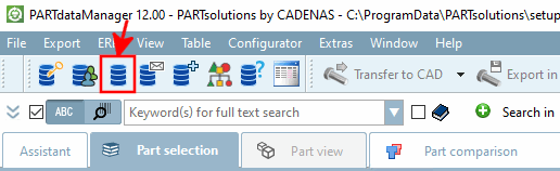 PARTdataManager -> Call up PARTlinkManager [Launch PARTlinkManager]