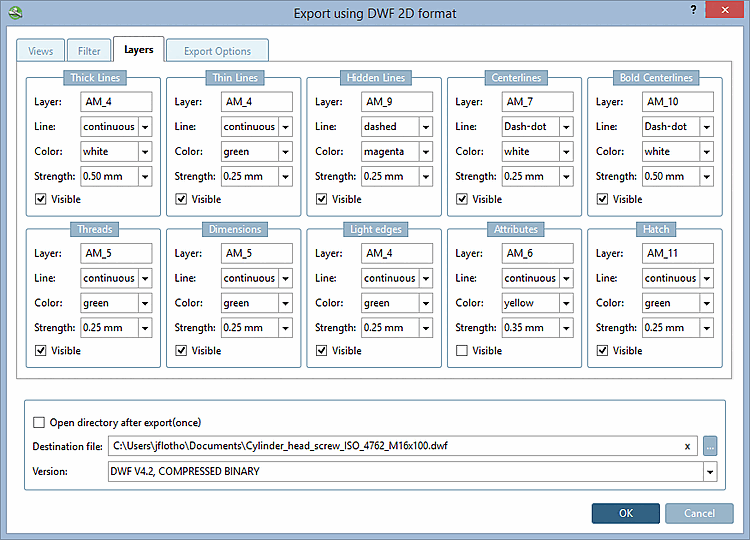 Layers " tab page - AutoCAD DWF 2D