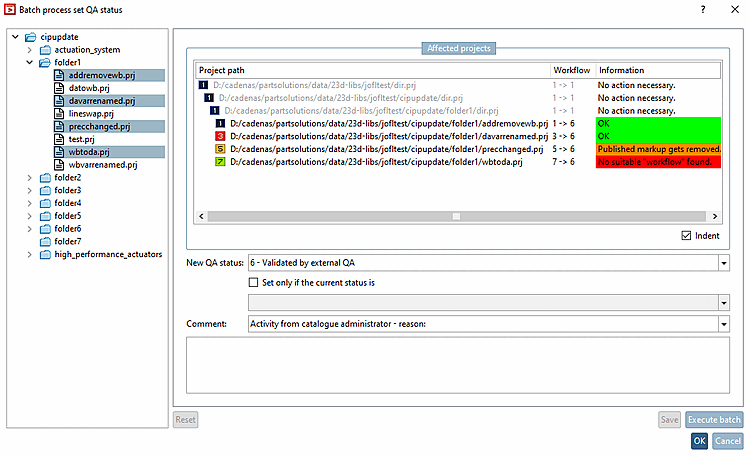 Batch process set QA status