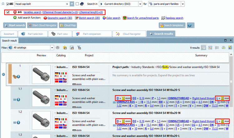 In the exemplary figure variable searches with D=6 and L=30 have been performed.