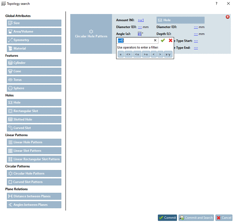 Search condition "Circular Pattern" added