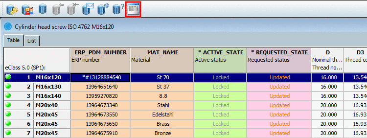 Table filtered = "Preferred rows on/off" activated