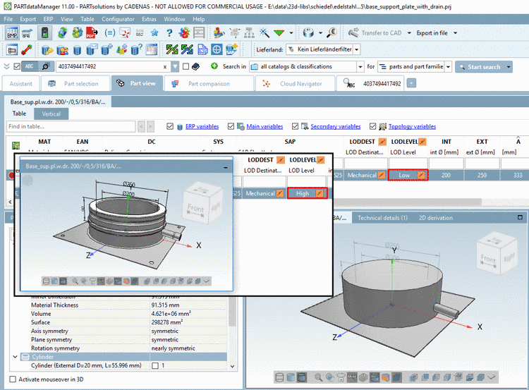 Model available in different levels of detail