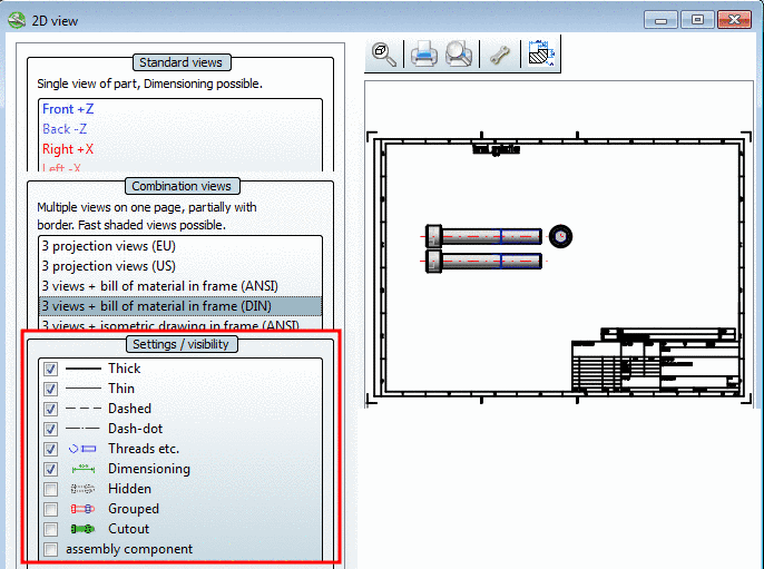 Settings / visibility