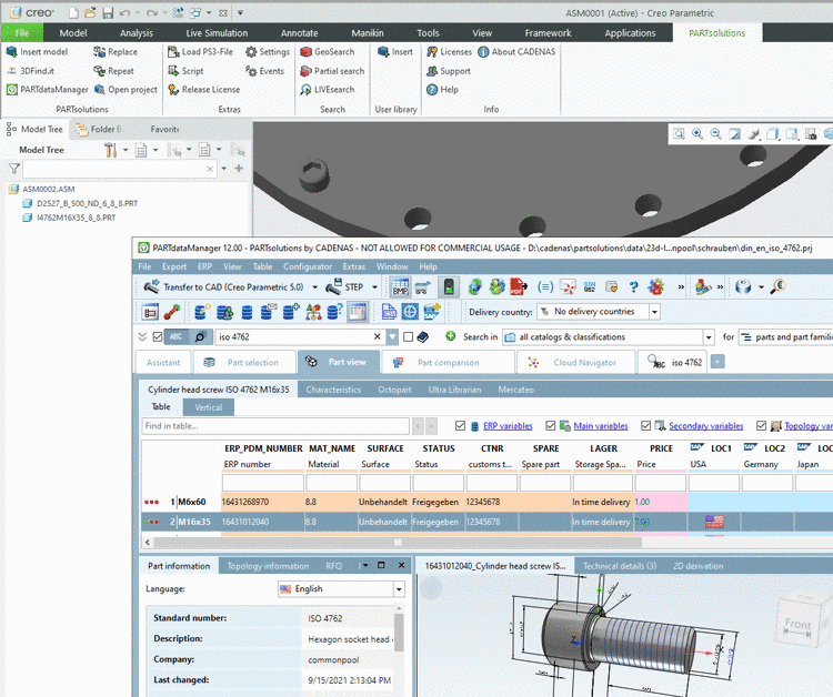 Part from PARTdataManager with "Insert model"