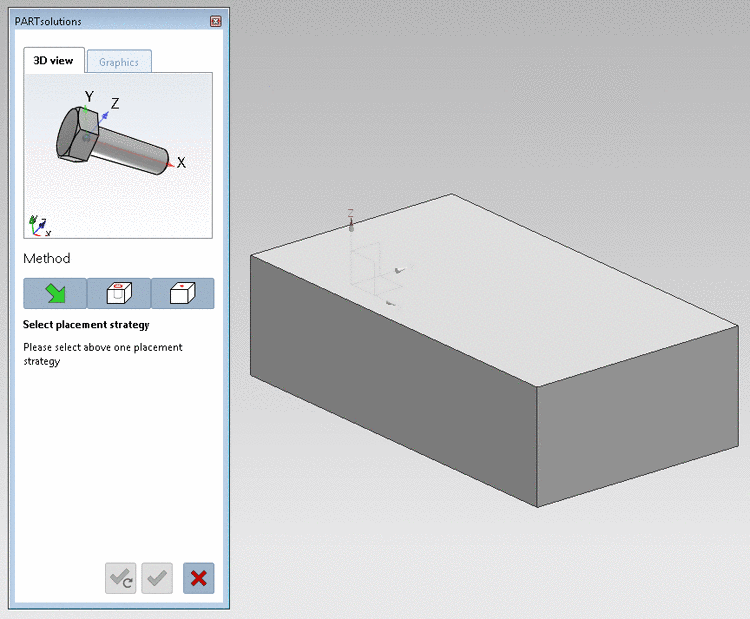 The buttons below for the confirmation of the placement are still inactive. By clicking on you can cancel the placement action.