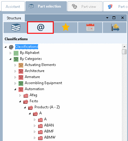 "Classifications" selection