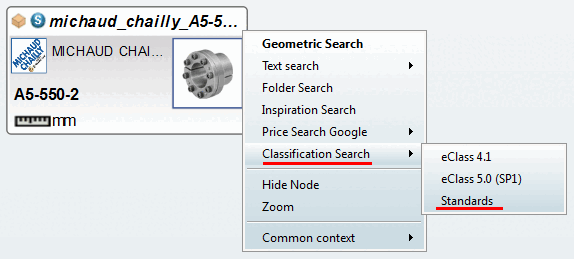 Start of the classification search [Classification Search] for a DIN 6912 as an example