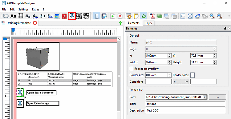 Setting options under "Elements"