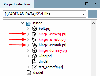 Configuration, template and assembly table project in PARTproject