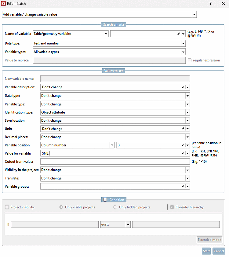 Edit in batch run [Edit in batch] dialog box