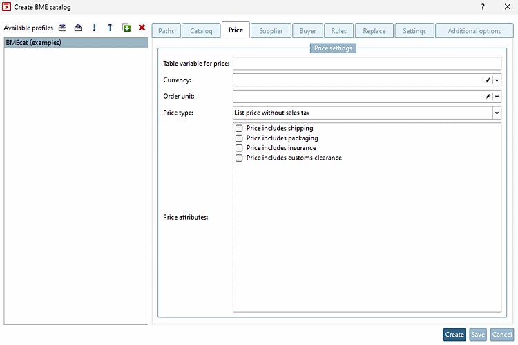 Prices [Price] dialog page