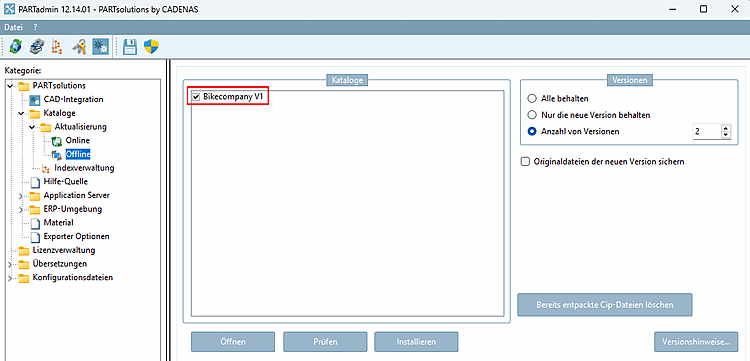 PARTadmin -> Catalog Update [Catalog update] -> Offline [Offline]