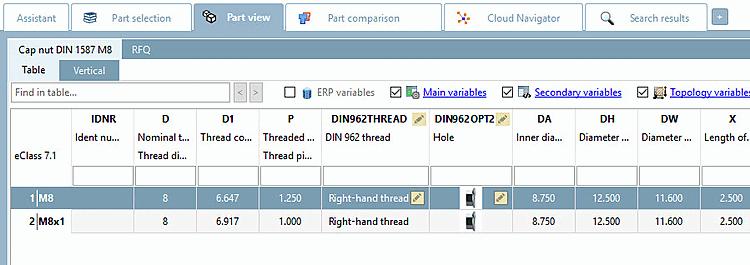 Table restriction [Restricted display] with D.EQ.8