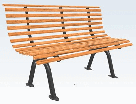 Park bench: wood and cast iron