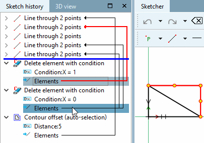 Line of a rectangle deleted by condition