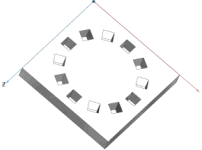 The individual elements of the pattern are aligned with the central point .